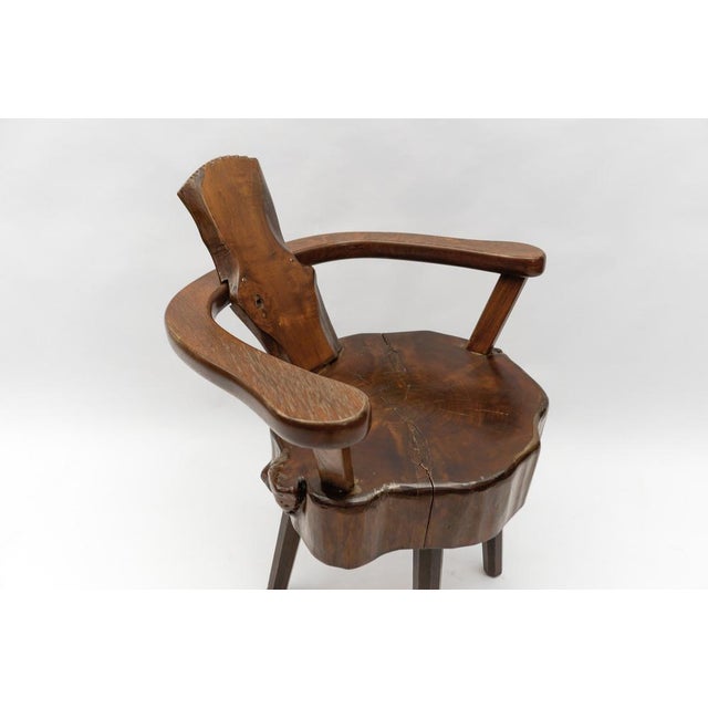 1960s Mid-Century Modern French Wooden Armchair attributed to Pierre Chapo, 1960s For Sale - Image 5 of 14