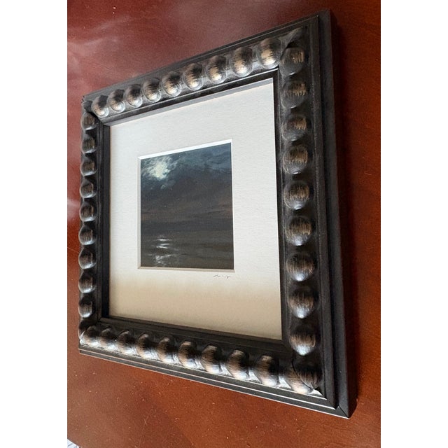 Contemporary 2025 Mia Bergeron Original Painting, “Reflection”, Moon Over Ocean at Night, Framed For Sale - Image 3 of 4