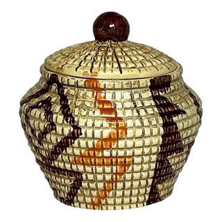 Vintage Mid-Century Ceramic Lidded Jar Native American Southwestern Inspired For Sale