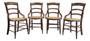 Vintage Victorian Style Mahogany and Cane Side Chairs - Set of 4