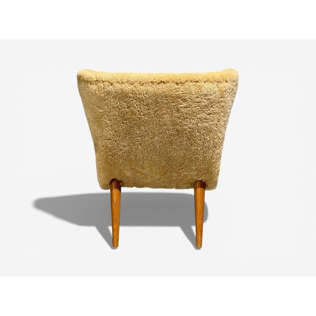Auburn Erik Bertil Karlén, Rare Easy Chair, Beech, Shearling, Sweden, 1940s For Sale - Image 8 of 8