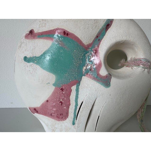 1980s 1980s Vintage Southwestern Native American Style Ceramic Vase With Abstract Glaze & Fiber Detail For Sale - Image 5 of 12