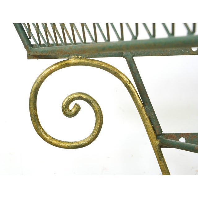 French 1940s Green & Gold Wrought Iron Console Base For Sale - Image 4 of 9