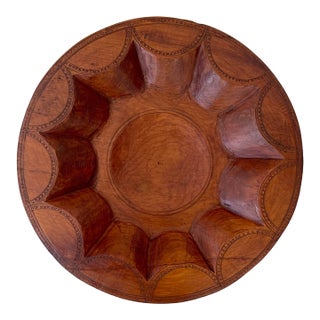 Shallow Wood Scalloped Bowl / Tray For Sale