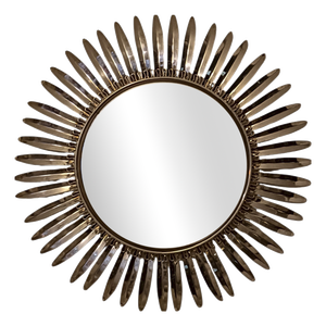 Round Metal Sunburst Wall Mirror, Italy, 1950s