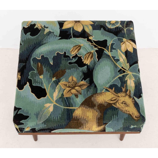 Modern "Doe-Run" Woven Chenille Upholstered Ottoman For Sale - Image 4 of 9