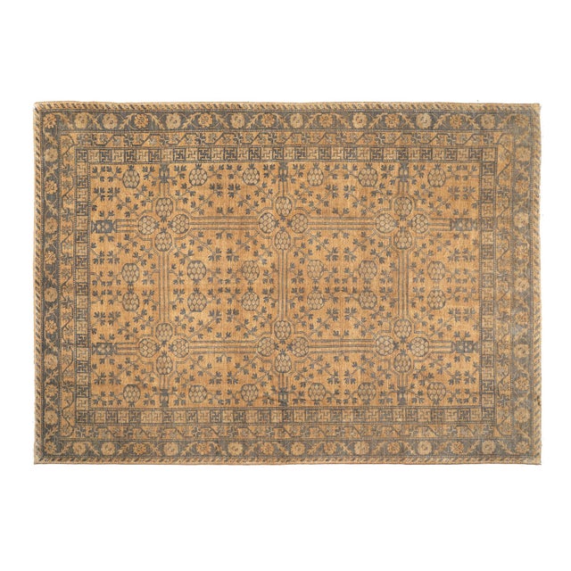 10x14 Afghan Hand-Knotted Samarkand Khotan Pomegranate Wool Rug in Gold & Grey For Sale In Los Angeles - Image 6 of 9