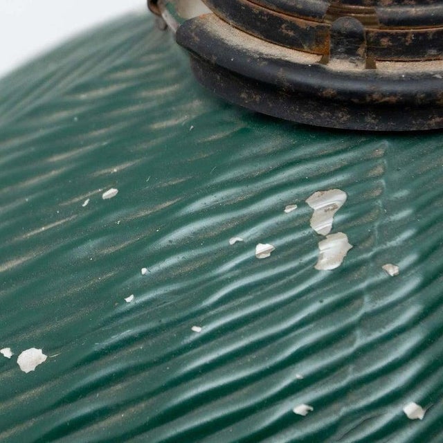 Glass French Vintage Green Glass Ceiling Lamp, 1940 For Sale - Image 7 of 14