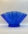 A striking fan shaped cobalt blue console bowl decorated in an interesting geometric pattern made by the L.E. Smith Glass...