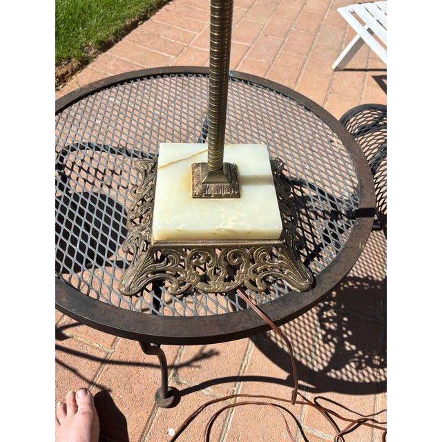 1930s 1930s Art Deco Floor Lamp With Onyx Trim and Edison Bulb For Sale - Image 5 of 5