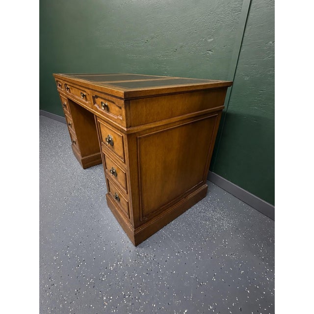 1960s Vintage 1960’s Drexel Triune Tooled Leather Top Desk For Sale - Image 5 of 10