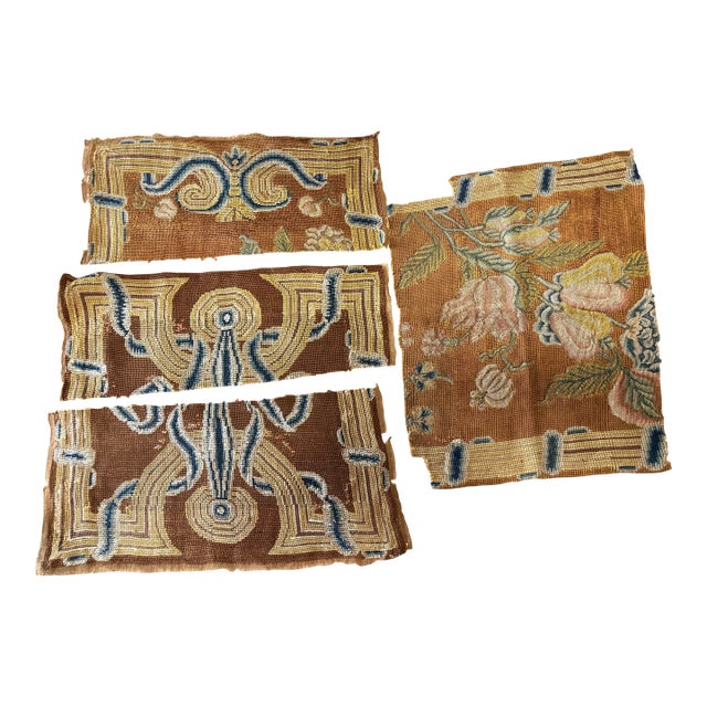 Antique French Woven Gobelins Tapestry Fragments - Set of 4 For Sale