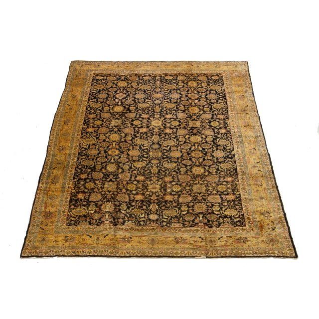 This exquisite 19th-century handmade Persian Malayer rug showcases a rich dark blue background beautifully complemented by...