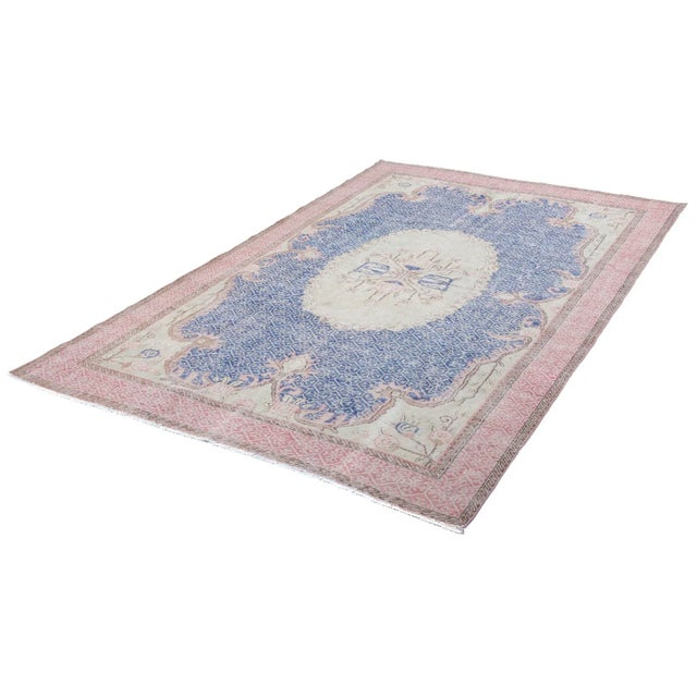 Mid 20th Century 1960s Vintage Turkish Oushak Rug - 6′7″ × 10′3″ For Sale - Image 5 of 6