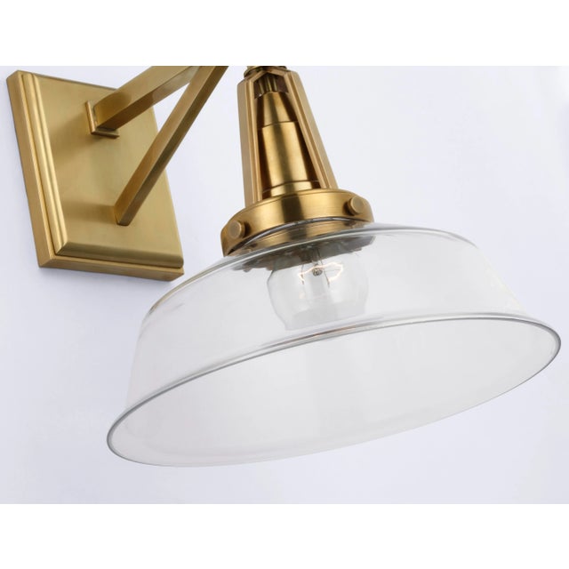Transitional Chapman & Myers for Visual Comfort Signature Layton 10" Sconce in Antique-Burnished Brass with Clear Glass For Sale - Image 3 of 4