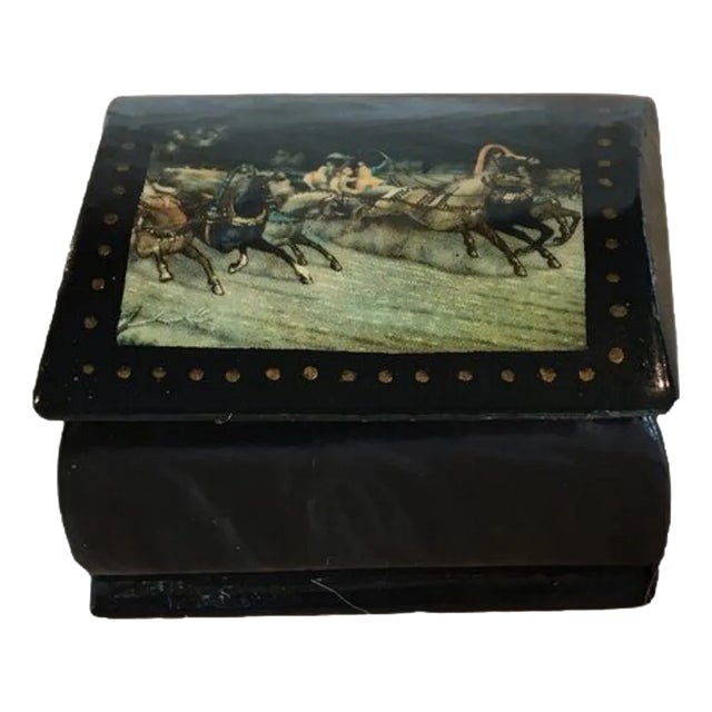 1990s Small Lacquer Equine Box For Sale