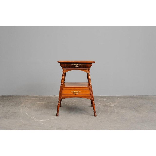 Brown Antique Side Table in Wood and Brass For Sale - Image 8 of 18
