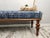 French Country Navy Rug Print Fabric Upholstered Bedroom Bench For Sale - Image 3 of 8