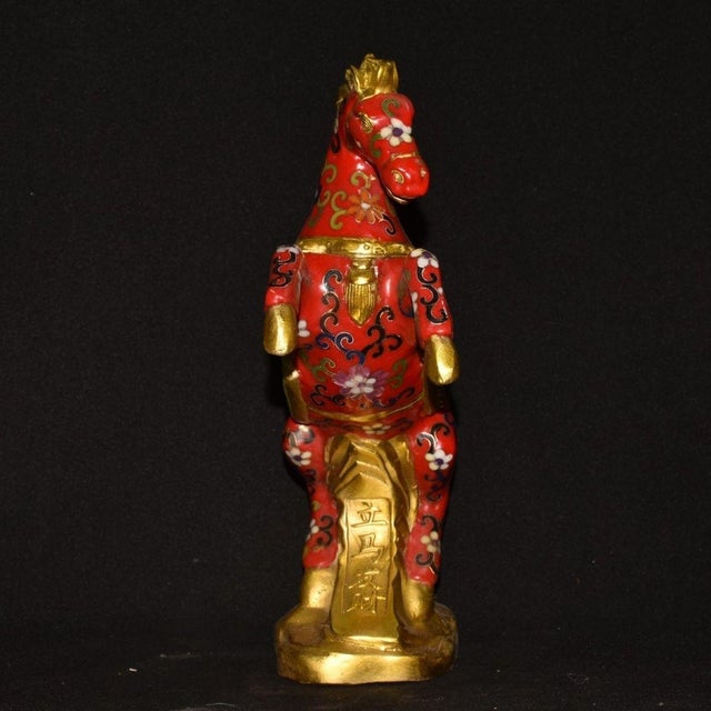 Late 19th Century Late 19th Century Cloisonné Enamel Horse Statue, Gilt Bronze Figure, 3kg For Sale - Image 5 of 9
