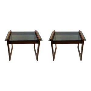1970s Adrian Pearsall Modern Wood & Glass Tables - A Pair