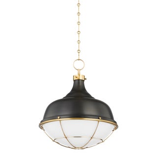 Hudson Valley Lighting Mark D. Sikes Holkham 1-Light Pendant, Aged Brass/Distressed Brass For Sale