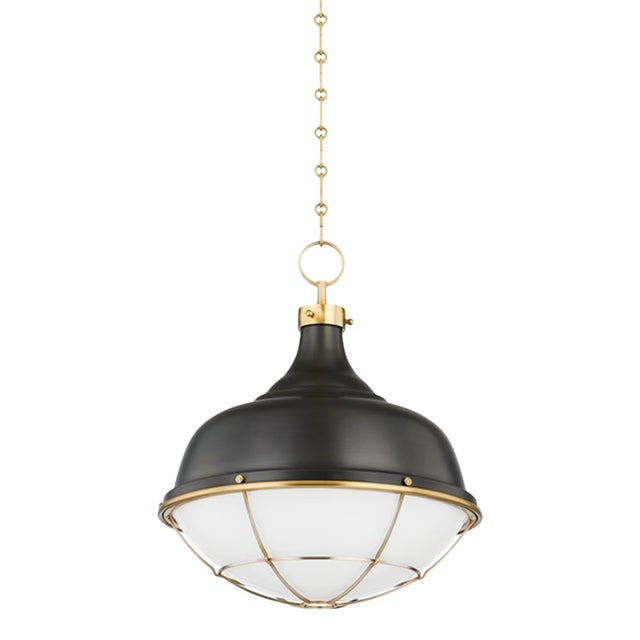Hudson Valley Lighting Mark D. Sikes Holkham 1-Light Pendant, Aged Brass/Distressed Brass For Sale