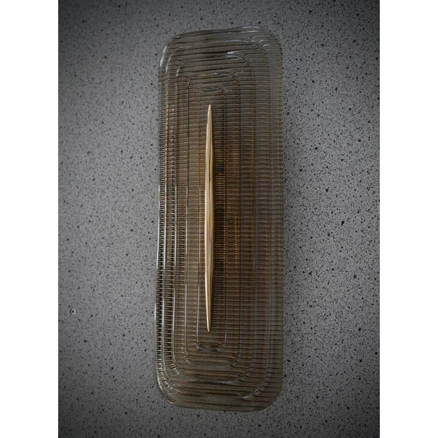 Gold Art Deco Style Smoky Murano Glass and Brass Wall Sconce, 2000 For Sale - Image 8 of 10
