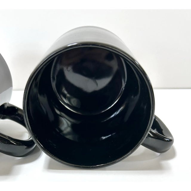 1980s 1980s Iris Flower Black Coffee/Tea Mugs & Lids - Set of 2 For Sale - Image 5 of 11