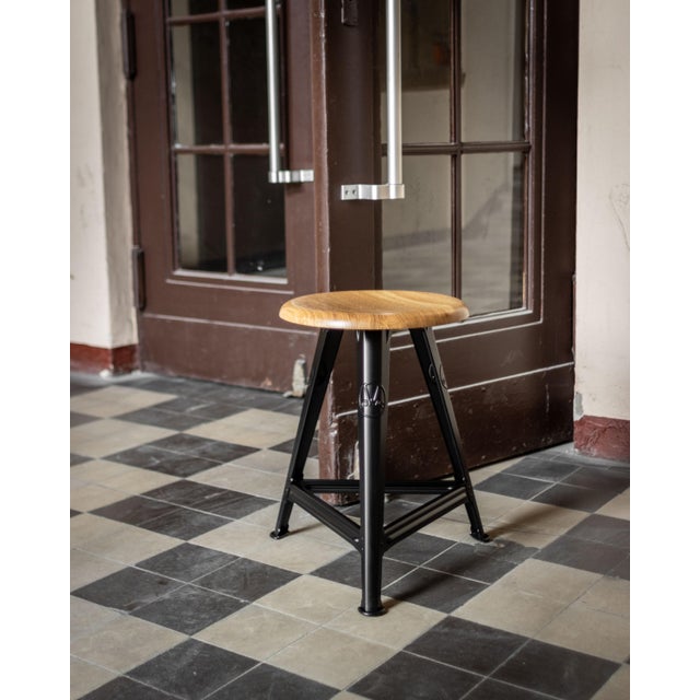 Rowac-Schemel Stool in Oak by Karl Robert Wagner for Rowac For Sale - Image 10 of 12