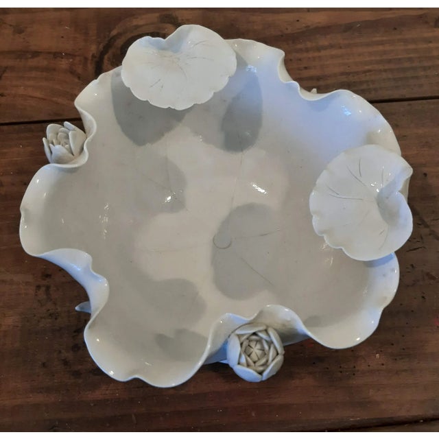 China Blanc De Chine White Porcelain Dehua Lotus Lily Pad Bowl For Sale - Image 10 of 11