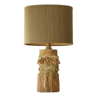 Ceramic Table Lamp attributed to B. Rooke with Lampshade attributed to R. Houben, 1970s For Sale