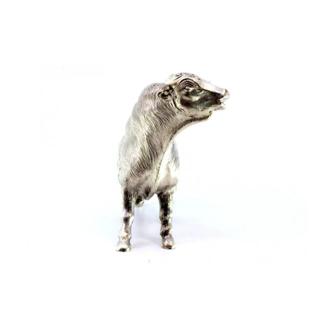 Silver Bull Sculpture with Reliefs and Applications For Sale - Image 5 of 11