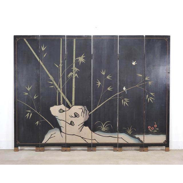 Chinese Export Flora and Fauna Gilt Coromandel Screen 8 Ft For Sale - Image 18 of 18