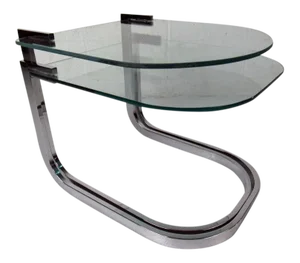 Modern Chrome and Glass Nesting Tables by Design Institute of America - a Pair