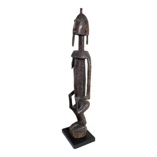 Vintage Dogon Standing Wooden Female Figure Mali African 43" H on Custom Stand For Sale