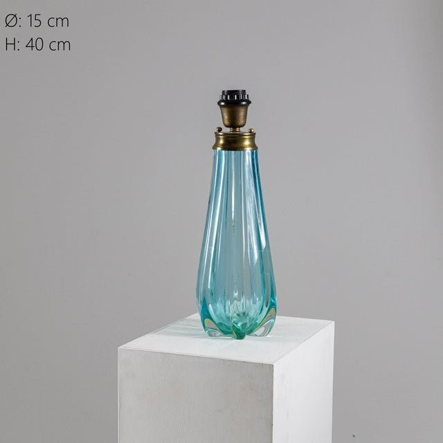 Blue Turquoise Glass Table Lamp from Seguso Vetri d'Arte For Sale - Image 8 of 8