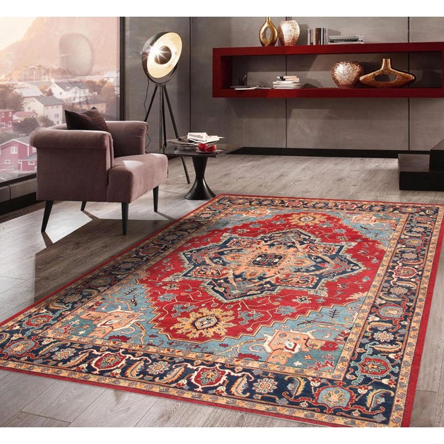 Textile Pasargad Home Serapi Wool Area Rug- 9' 0'' X 11' 7'' For Sale - Image 7 of 7