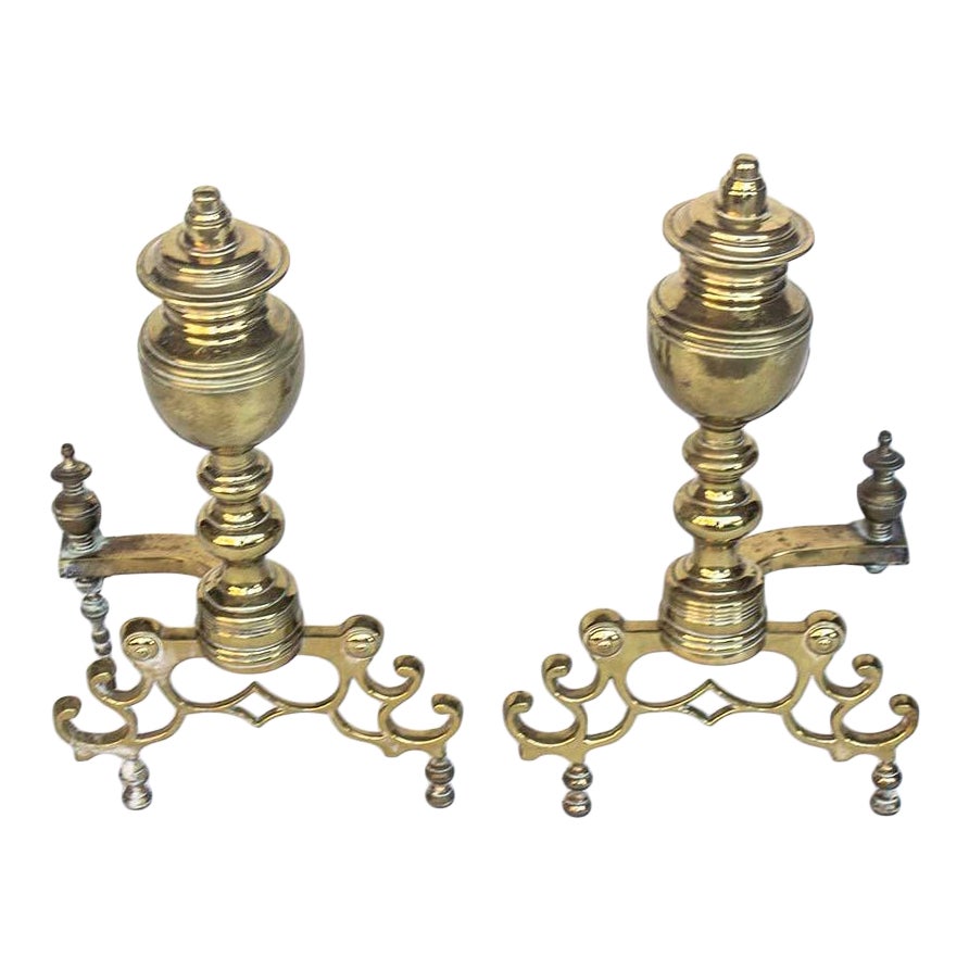 Vintage Brass Fireplace Andirons Chairish