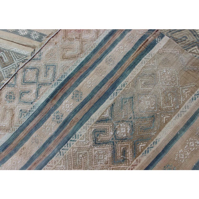 Striped Hand Woven Turkish Vintage Kilim With Geometric Designs For Sale - Image 11 of 12