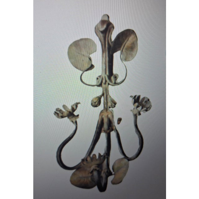 Spectacular 19thc French Art Nouveau Large Polychromed Lily Pad Flower Sconce. This Sconce is a work of art. Rewired, no...