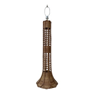 Vintage 1980s Pencil Rattan Floor Lamp For Sale