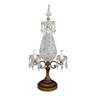 Neoclassical Style Cut Crystal Tear Drop Form Table Lamp For Sale