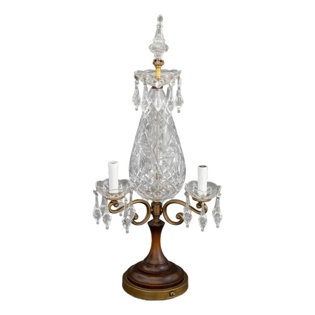 Neoclassical Style Cut Crystal Tear Drop Form Table Lamp For Sale
