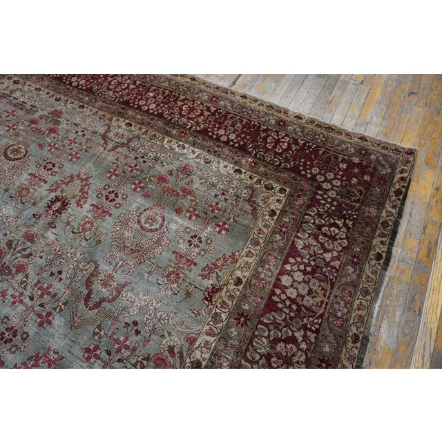 Beautiful Sky Blue Background Color With Floral Design in a Kirman Sytle Antique Persian Rug For Sale - Image 12 of 12
