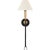 Visual Comfort Thomas O'Brien for Visual Comfort Signature Cavalli 27" Tail Sconce in Aged Iron and Hand-Rubbed Antique Brass with Linen Shade For Sale - Image 4 of 11