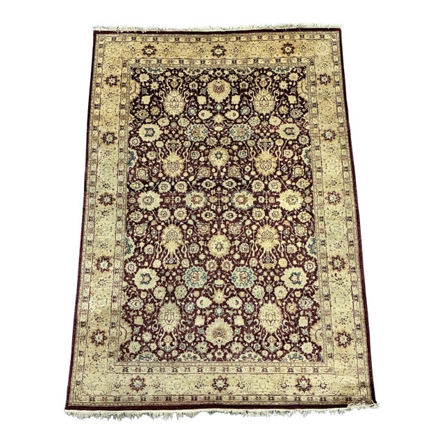 Hand-Knotted Wool Tabriz-Style Oriental Area Rug For Sale