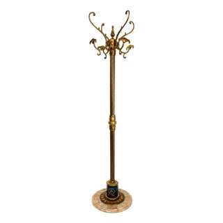 Italian Brass Hall Tree with Onyx Marble Base, 1960s For Sale