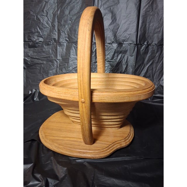 Vintage Solid Oak Collapsible Basket For Sale - Image 4 of 11