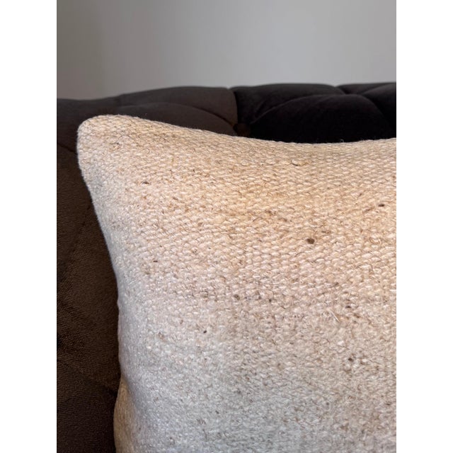 Turkish Organic Hemp Pillow, Pure White Ivory Linen-Like Cushion, Handwoven Turkish Anatolian Pillow With Insert, 16x16 In For Sale - Image 3 of 9