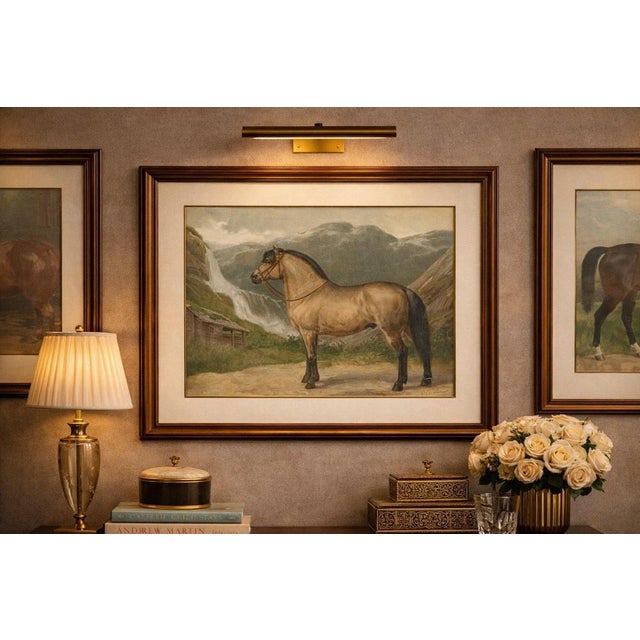 Antique Norwegian Horse Portrait 1898, Scandinavian Equestrian Lithograph This original antique colour lithograph from...